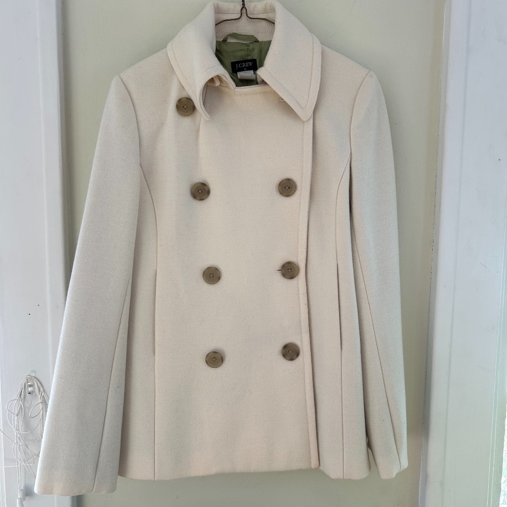 J.Crew Double Breasted Stadium Cloth Peacoat
